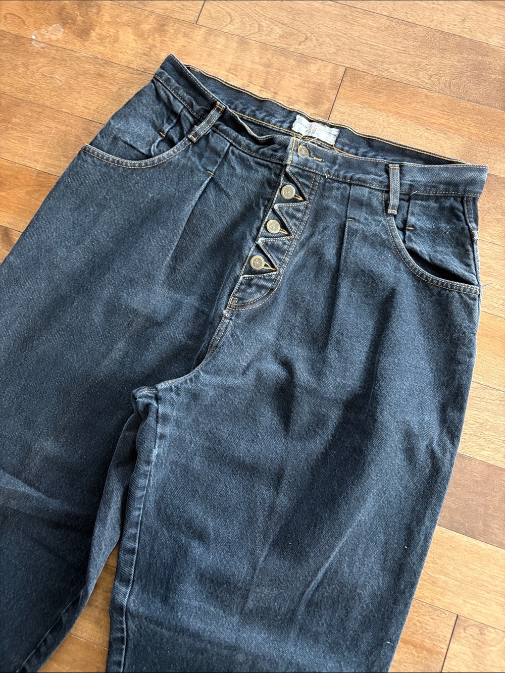 Vintage Ultra High-Rise Black Button-Fly Women's Jeans